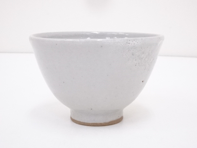 JAPANESE TEA CEREMONY / CHAWAN(TEA BOWL) / WHITE GLAZE /  ARTISAN WORK